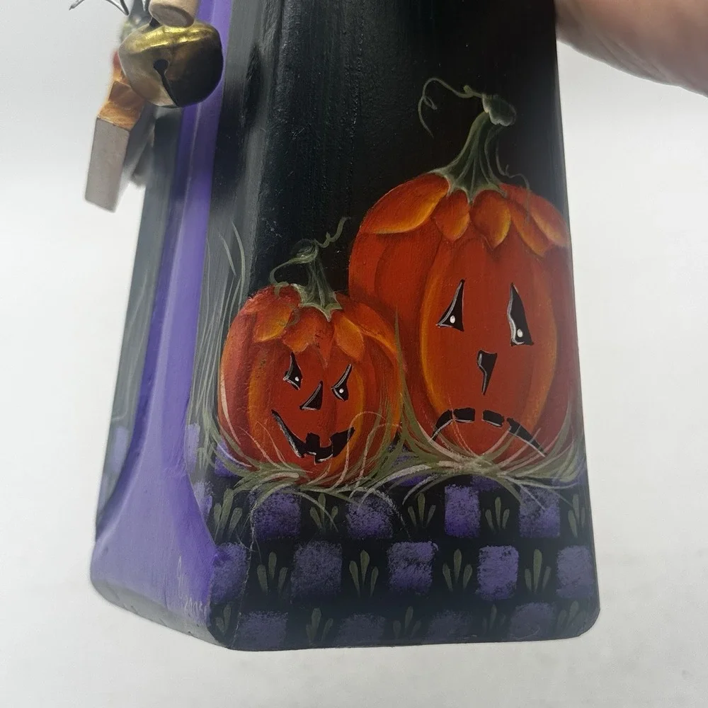 Halloween Scarecrow Crow Zone Figure Hand Painted Wood Articulated Arms Vtg Sign